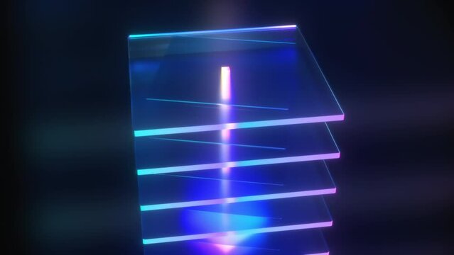 Glass squares composition. Computer generated 3d render