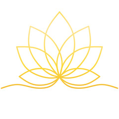 Golden lotus line art style vector illustration