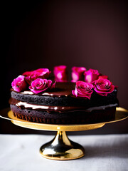 Chocolate dessert with flowers 05. Illustrations and Clip Art/AI generated.