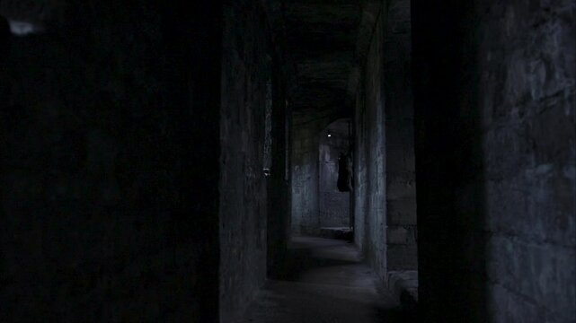 walking through a dark Castle corridor