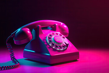 old pink telephone created with Generative AI technology