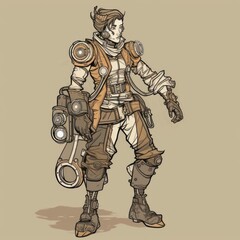 Obraz premium Whimsical Steampunk Character with Comic Flair, Generative AI