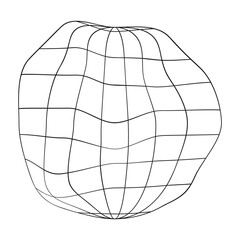 Deflated globe icon. Distorted wireframe of Earth planet isolated on white background. Climate changing concept. Global ecological catastrophe idea