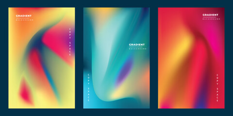 Colorful abstract gradient mesh background template copy space set for poster, banner, leaflet, pamphlet, brochure, booklet, covers, or flyer