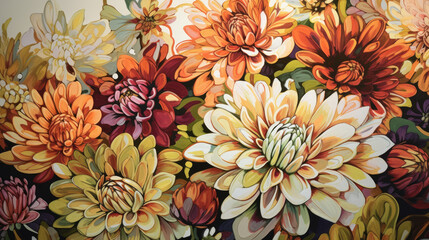 watercolor painting of several flowers. Generative AI Art Illustration