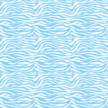 Creative Blue and white zebra pattern fabric. Elegant, soft seamless background, abstract background. Birthday present wrapping paper. Fashion striped graphic. Line decoration, African vibe.