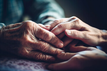 Fototapeta premium Helping hands care for the elderly, concept. Generative ai.