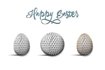 Happy Easter. Eggs shaped golf balls