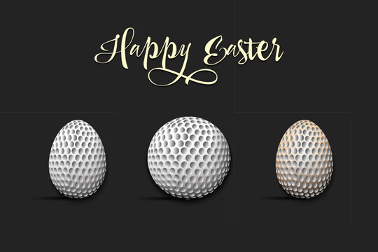 Happy Easter. Eggs shaped golf balls