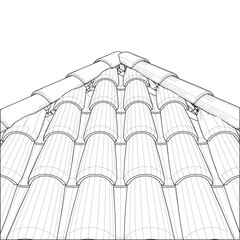 Tile Roof Vector. Illustration Isolated On White Background. A Vector Illustration Of Roof Tile Background. 