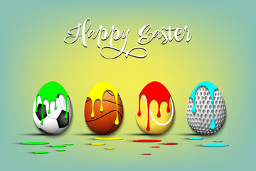 Happy Easter. Set eggs in the form of sport balls