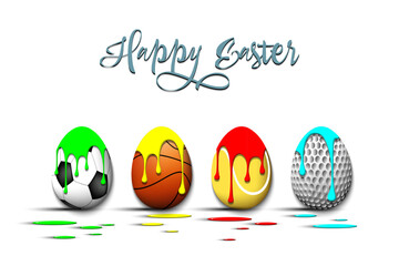 Happy Easter. Set eggs in the form of sport balls