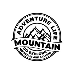 Mountain Adventure Life Badge Logo Shielloute