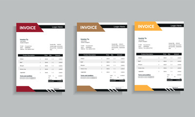Business invoice form template.