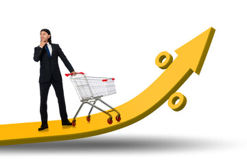 Man in high grocery inflation concept