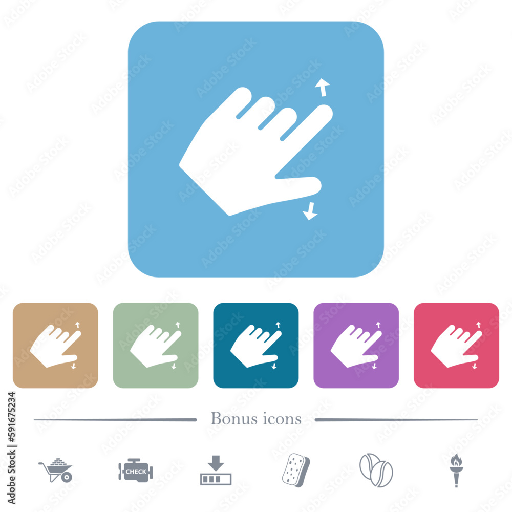 Aufkleber left handed pinch open gesture flat icons on color rounded square backgrounds