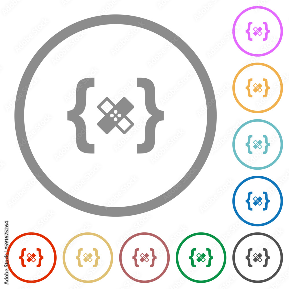 Poster software patch flat icons with outlines