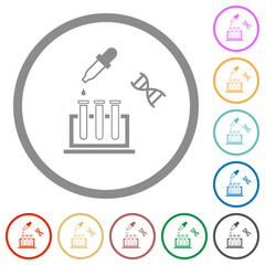 DNA experiment flat icons with outlines