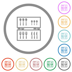 Flatware box flat icons with outlines