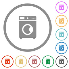 Washing machine flat icons with outlines