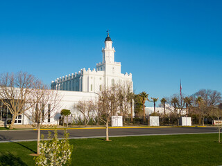 Fototapeta na wymiar The Mormon Temple in Saint George, Utah from a UAV Drone