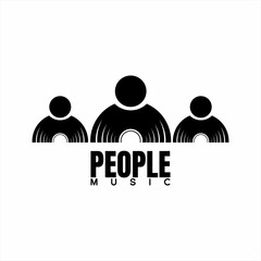 People logo design with music disc.