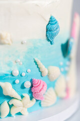 Mermaid themed 3 layer vanilla cake