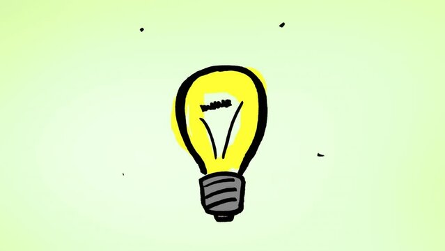 Animation of light bulb on green background