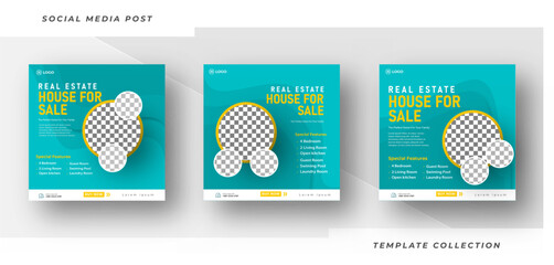  Real estate house for sale social media post template design
