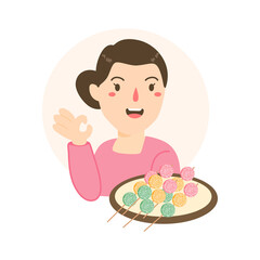 woman selling cenil traditional snack