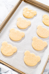 Panda shaped shortbread cookies with chocolate icing