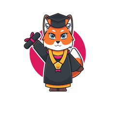 cute fox cartoon character illustration graduation