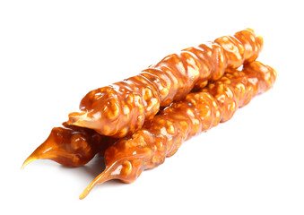 Tasty churchkhela on white background