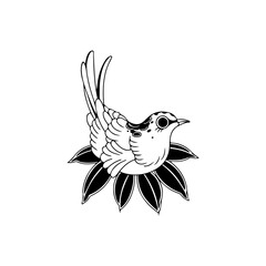 vector illustration of a bird with flowers