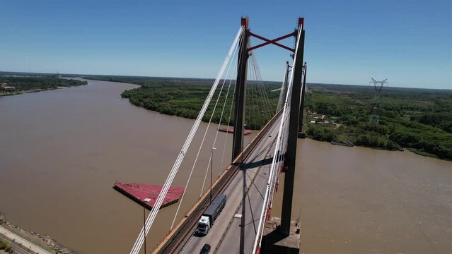 Puente Z&aacute;rate - El Complejo Ferrovial Z&aacute;rate - Brazo Largo - Buenos Aires Entre R&iacute;os, desde dron