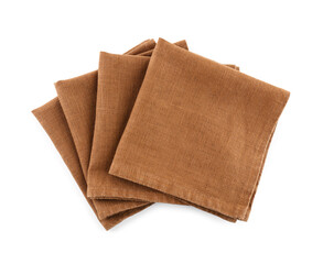 Set of folded napkins isolated on white background