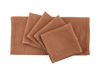 Set of folded napkins isolated on white background
