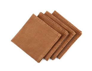 Set of folded napkins isolated on white background
