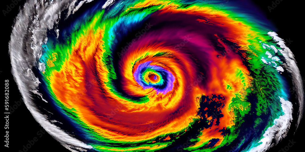 Wall mural radar satellite view of hurricane - generative ai