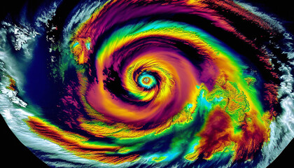 Fototapeta na wymiar Radar Satellite View of Hurricane - Generative Ai