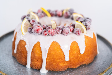 Lemon cranberry bundt cake
