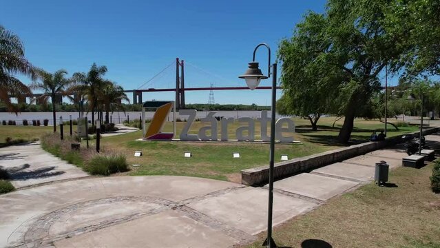 Puente Z&aacute;rate - El Complejo Ferrovial Z&aacute;rate - Brazo Largo - Buenos Aires Entre R&iacute;os, desde dron