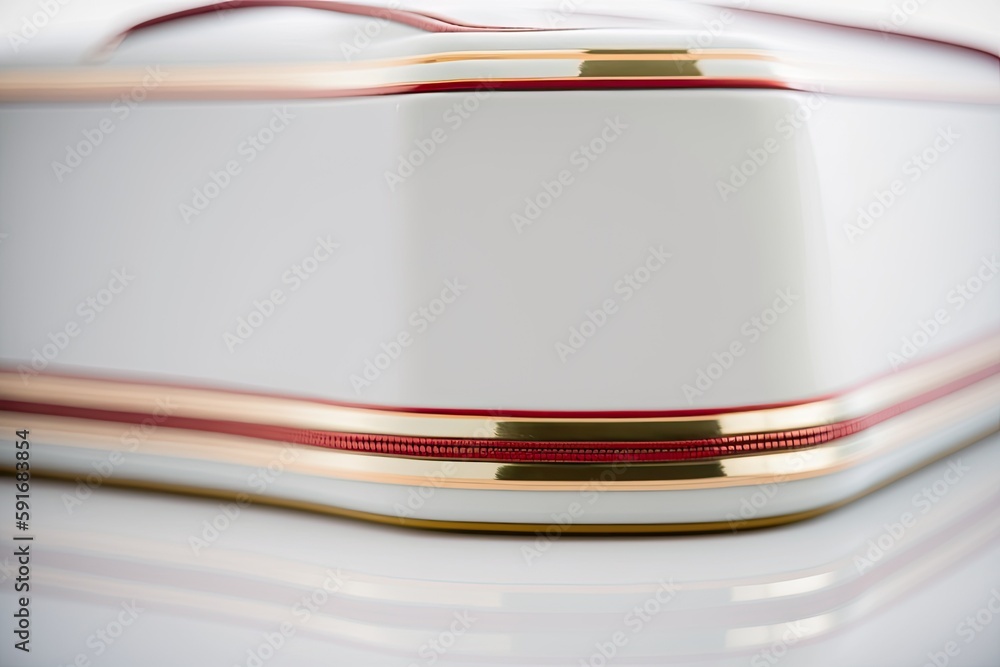 Poster minimalist white plate with a bold red stripe as a design element. generative ai