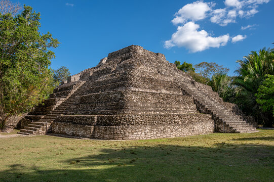 Ancient mayan ruins of Chacchoben in the jungle near the cruise terminal at Costa Maya.