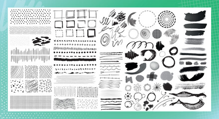 Set of hand drawn graphic elements