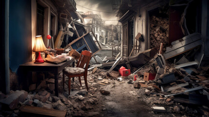 earthquake in a imaginative way, ai