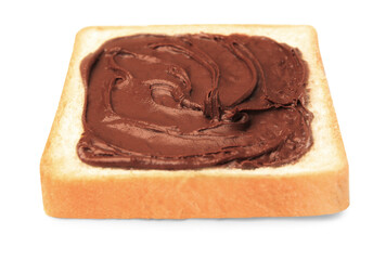 Tasty toast with chocolate paste isolated on white