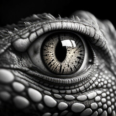 a monochrome close up view of a lacoste eye , ai