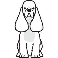American Cocker Spaniel Dog Breed Cartoon Kawaii Sketch Hand Drawn Watercolor Painting Silhouette Sticker Illustration Sublimation EPS Vector Graphic