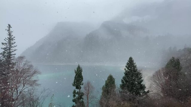 Jiuzhaigou Valley Scenic and Historic Interest Area,winter snow scene,sichuan,China
